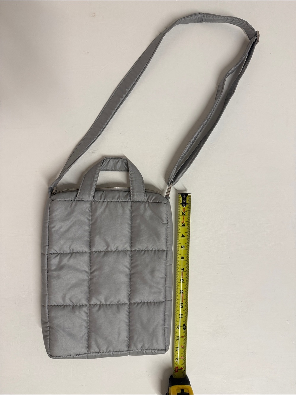Quilted puffer silver Light Gray Crossbody Tote Bag